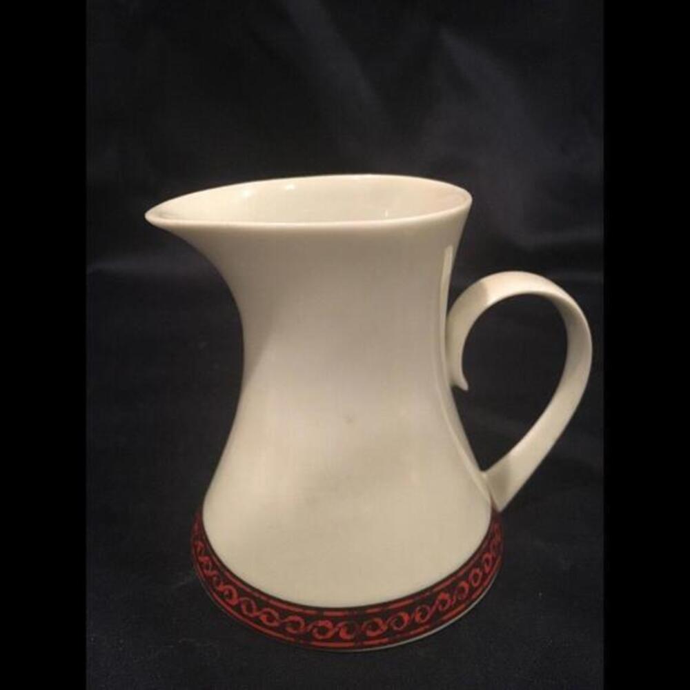 Creamer Block Bidasoa Spain White With Red & Black Band 3.75” Tall